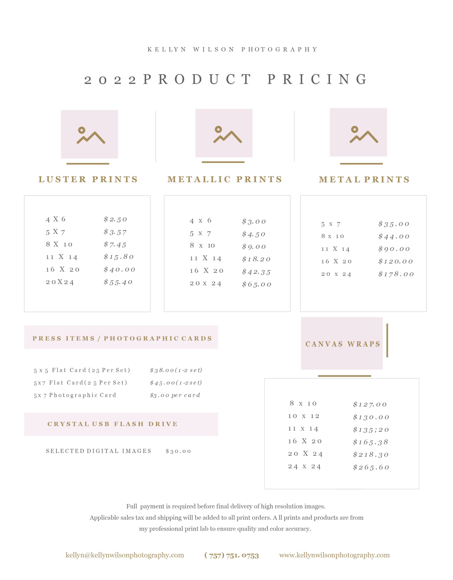 Kellyn Wilson Photography | Pricing