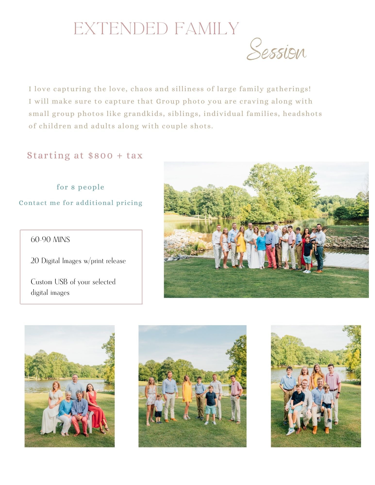 Extended Family Pricing Guide | Kellyn Wilson Photography LLC
