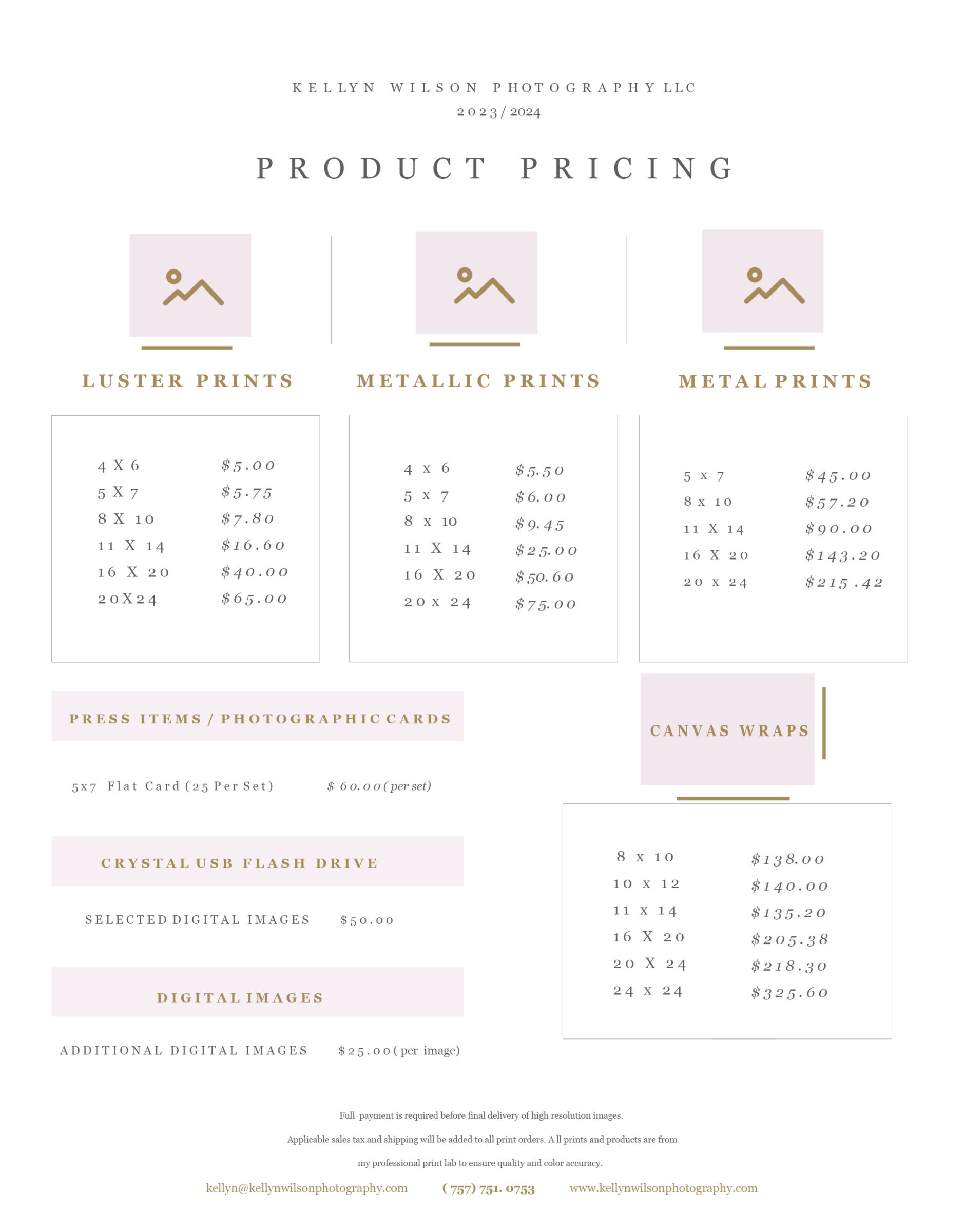 Kellyn Wilson Photography | Pricing